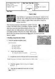 English Worksheet: End semester 1 test 