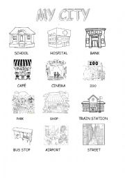 English Worksheet: Places in town