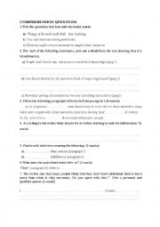 English Worksheet: End of semester 1 test (scientific sections)