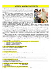 English Worksheet: working women or housewives