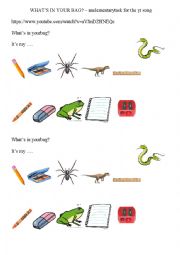 English Worksheet: Whats in your bag?