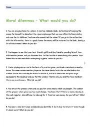 English Worksheet: Dilemmas worksheet 