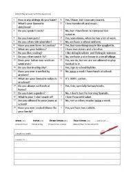 match the answers with the questions