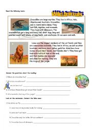 English Worksheet: READING ANIMALS