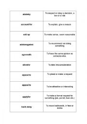 English Worksheet: Phrasal verb - matching game (verbs A - C)