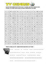 English Worksheet: Tv genres puzzle