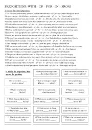 English Worksheet: Mixed prepositions