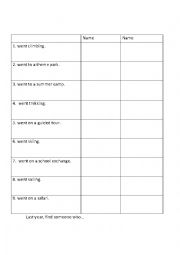 English Worksheet: find someone who