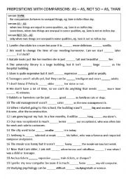 English Worksheet: Prepositions of comparison: as-as, not so-as, than
