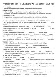 English Worksheet: Prepositions of comparison: as-as, not so-as, than