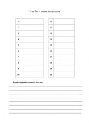 English Worksheet: numbers and colours