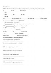 English Worksheet: Tenses - exercises