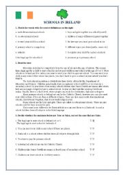 English Worksheet: Schools in Ireland