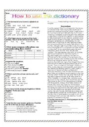 English Worksheet: How to use the dictionary