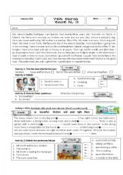 English Worksheet: READING comprehension and language activities 