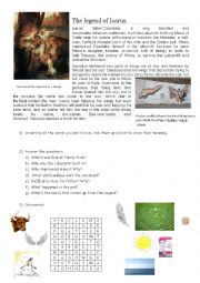 English Worksheet: Reading Comprehension - The Legend of Icarus