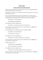 English Worksheet: Relative Clauses (Which and Where)