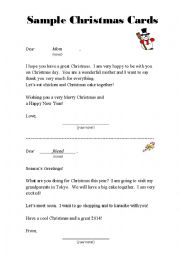 English Worksheet: Sample Christmas Card