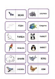 English Worksheet: animal domino