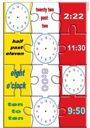 English Worksheet: What time is it? puzzle