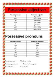 possessive adjectives and possessive pronouns