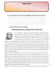 English Worksheet: Reading comprehension/ Test: The World of work/ Women at work/ careers