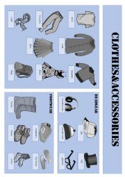 vocabulary sheet clothes & accessories