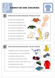 Body parts and clothes reading/vocab exercise