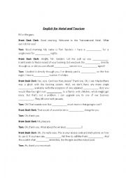 English Worksheet: English for Hotel and Tourism