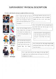 English Worksheet: Physical Description - Superheroes