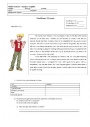 English Worksheet: Simple present Test