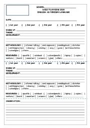 English Worksheet: Template for lesson planning to many classes in a day 