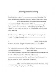 English Worksheet: Beach Camping