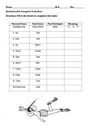 English Worksheet: Irregular Verb Quiz