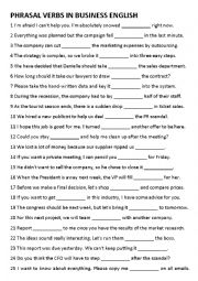 English Worksheet: Phrasal Verbs (for business English)