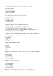 English Worksheet: Matilda middle chapters quiz