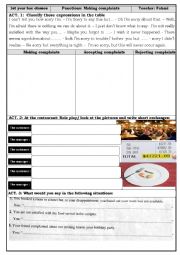 English Worksheet: making complaints