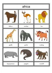 English Worksheet: Animals from different continents - part 3 - Africa