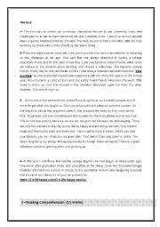 English Worksheet: End of semester 1 ;reading comprehension