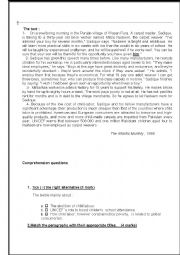 English Worksheet: End of semester 1 : reading comprehension  and writing 2nd form