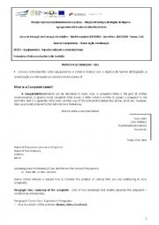 English Worksheet: EFA - Adult training courses - Complaint Letter