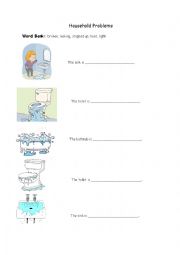 English Worksheet: Most Common Household Problems