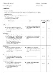 English Worksheet: LESSON PLAN DICTOGLOSS