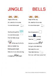 English Worksheet: Jingle Bells with pictures