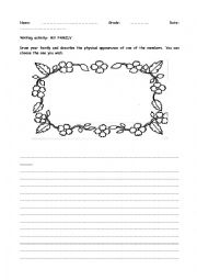 English Worksheet: Writing activity: My family