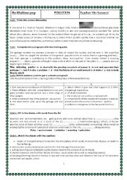 English Worksheet: pollution