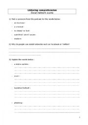 English Worksheet: social network scams