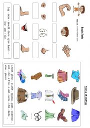 English Worksheet: BODY PART AND CLOTHES 
