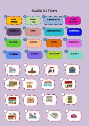 English Worksheet: Places in Town