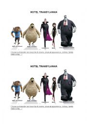 English Worksheet: Describing the characters from Hotel Transylvania